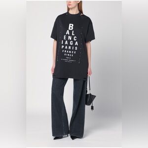 Balenciaga eye chart distressed oversized graphic black T-shirt size small new